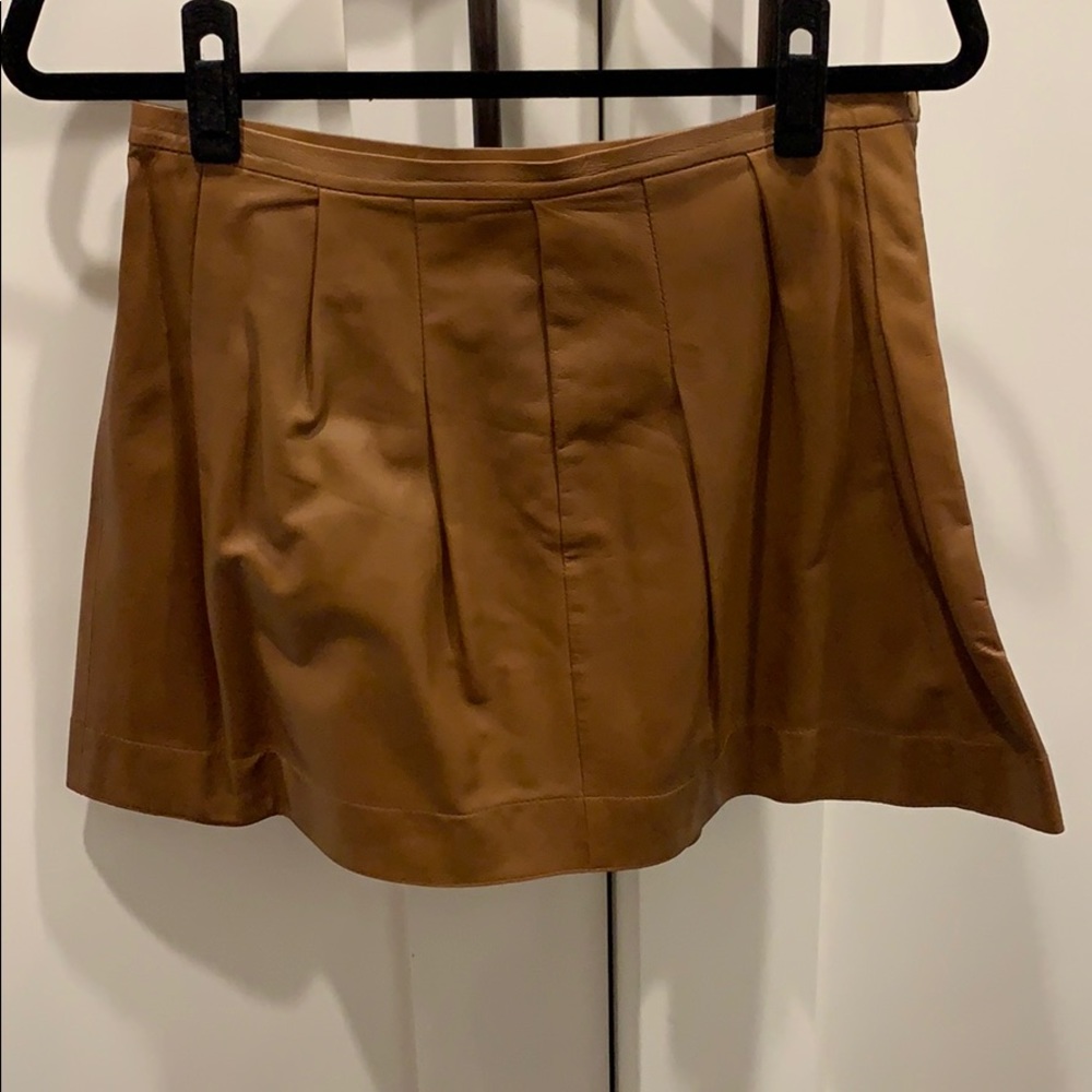 Rebecca Taylor camel color real leather skirt